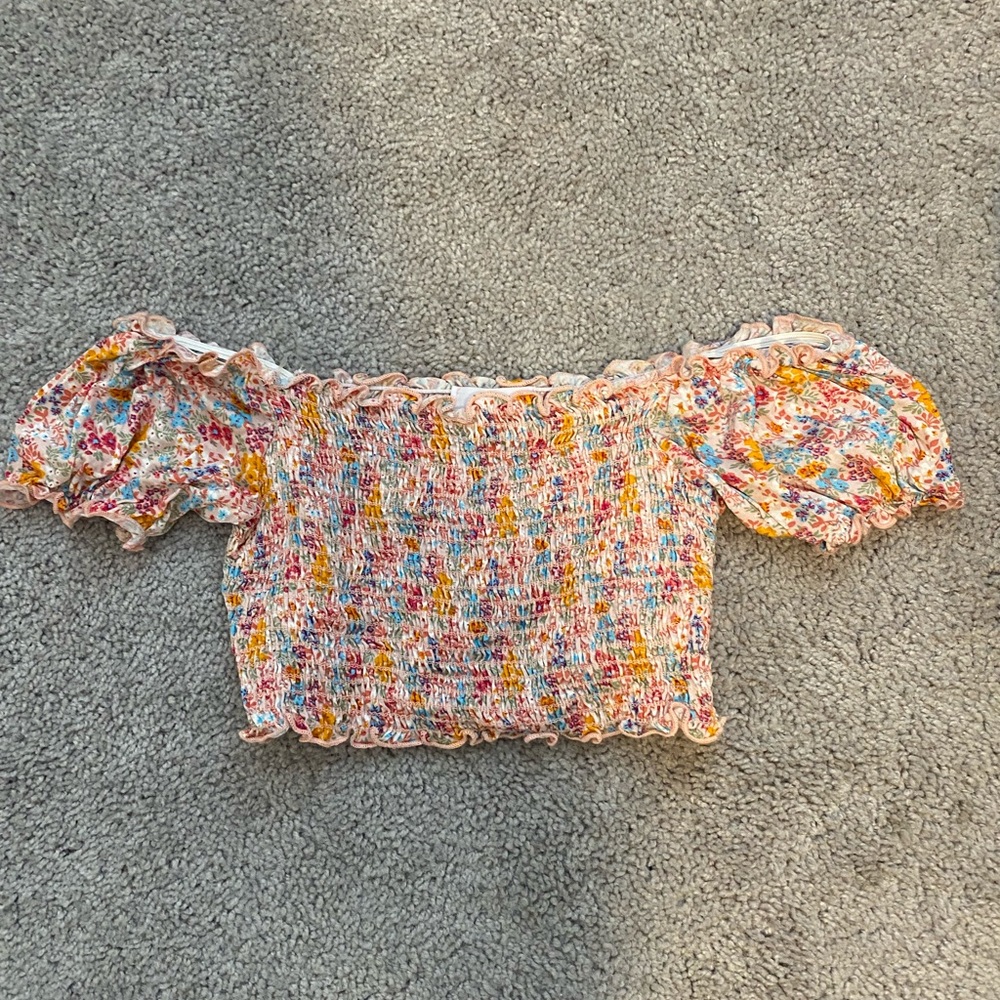 Floral off the shoulder crop top